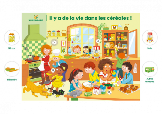 Le poster interactif des céréales à la cuisine